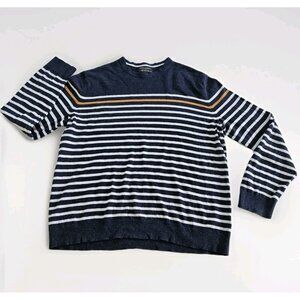 Banana Republic Sweater Mens XL Multi Stripes LS Crew Neck Luxury Yarn Preppy